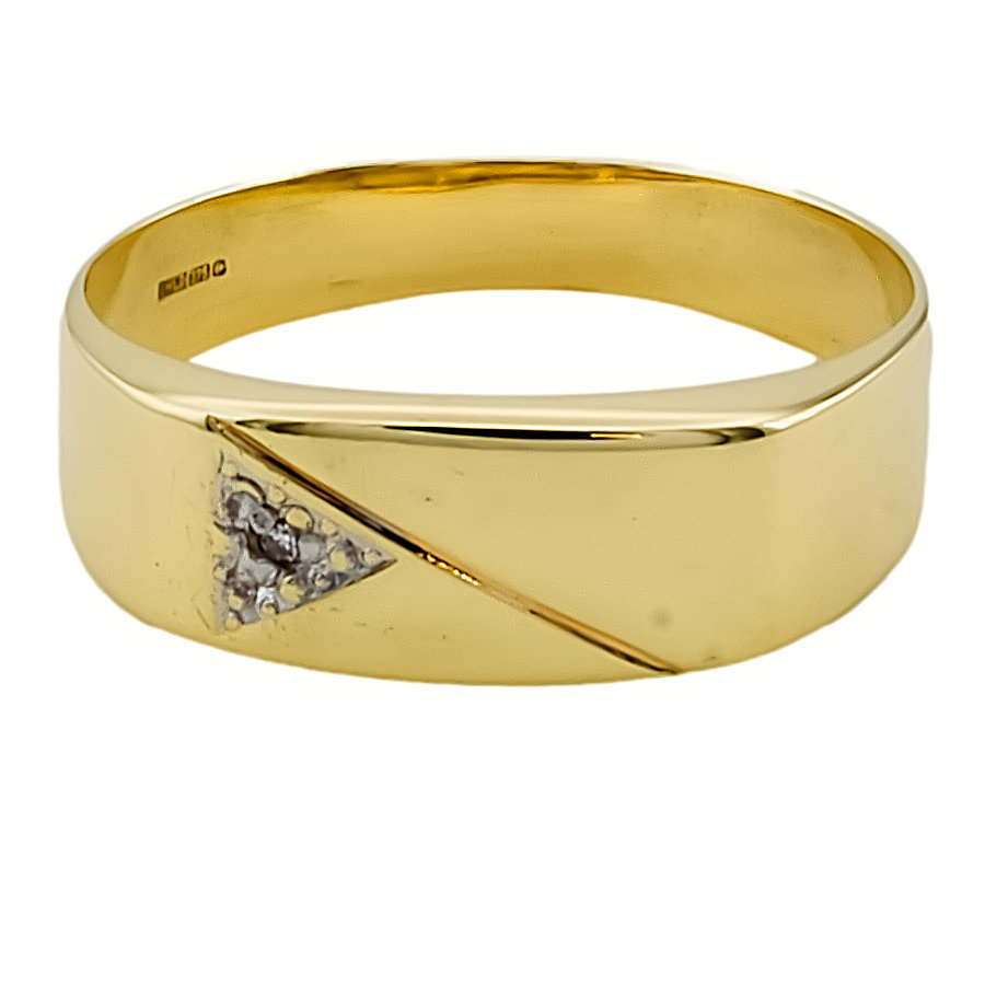 9ct Gold Diamond Signet Ring size U